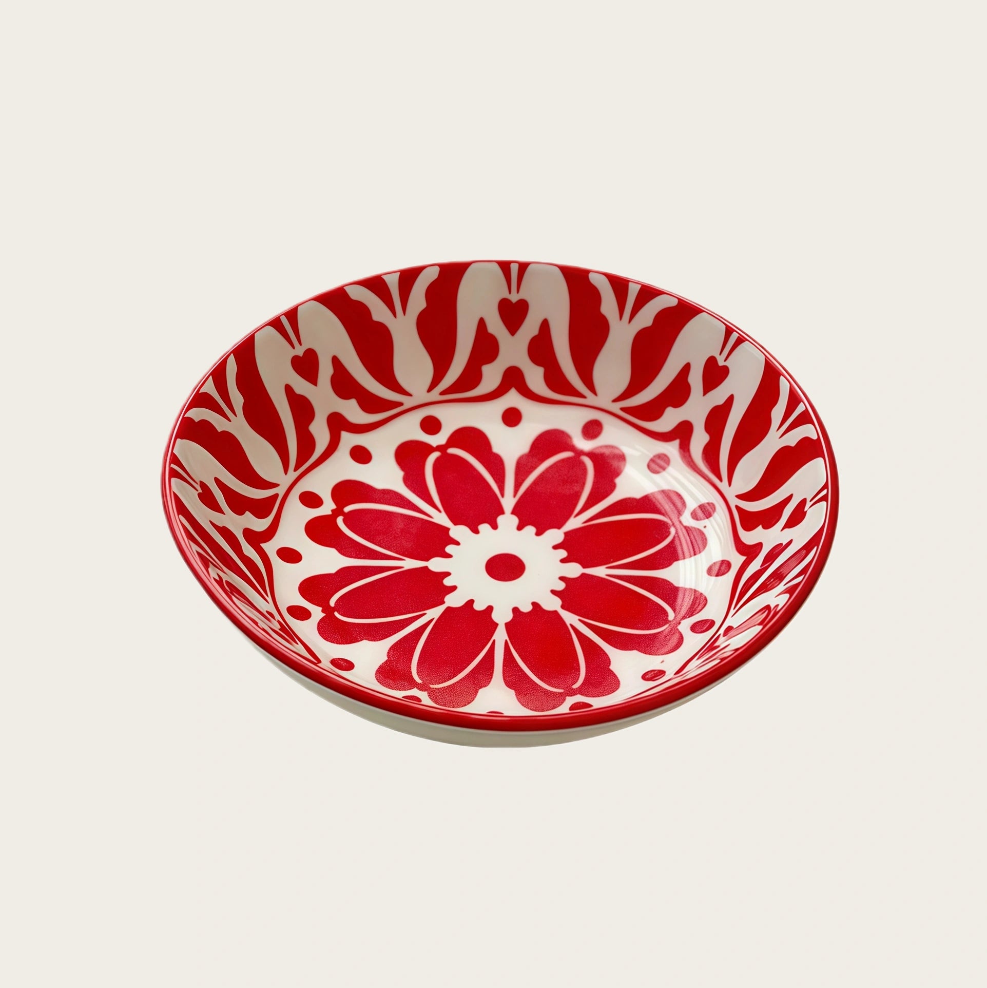 Bohemian Hand-Painted Ceramic Sauce Dish | Vintage Ethnic Dipping Bowl