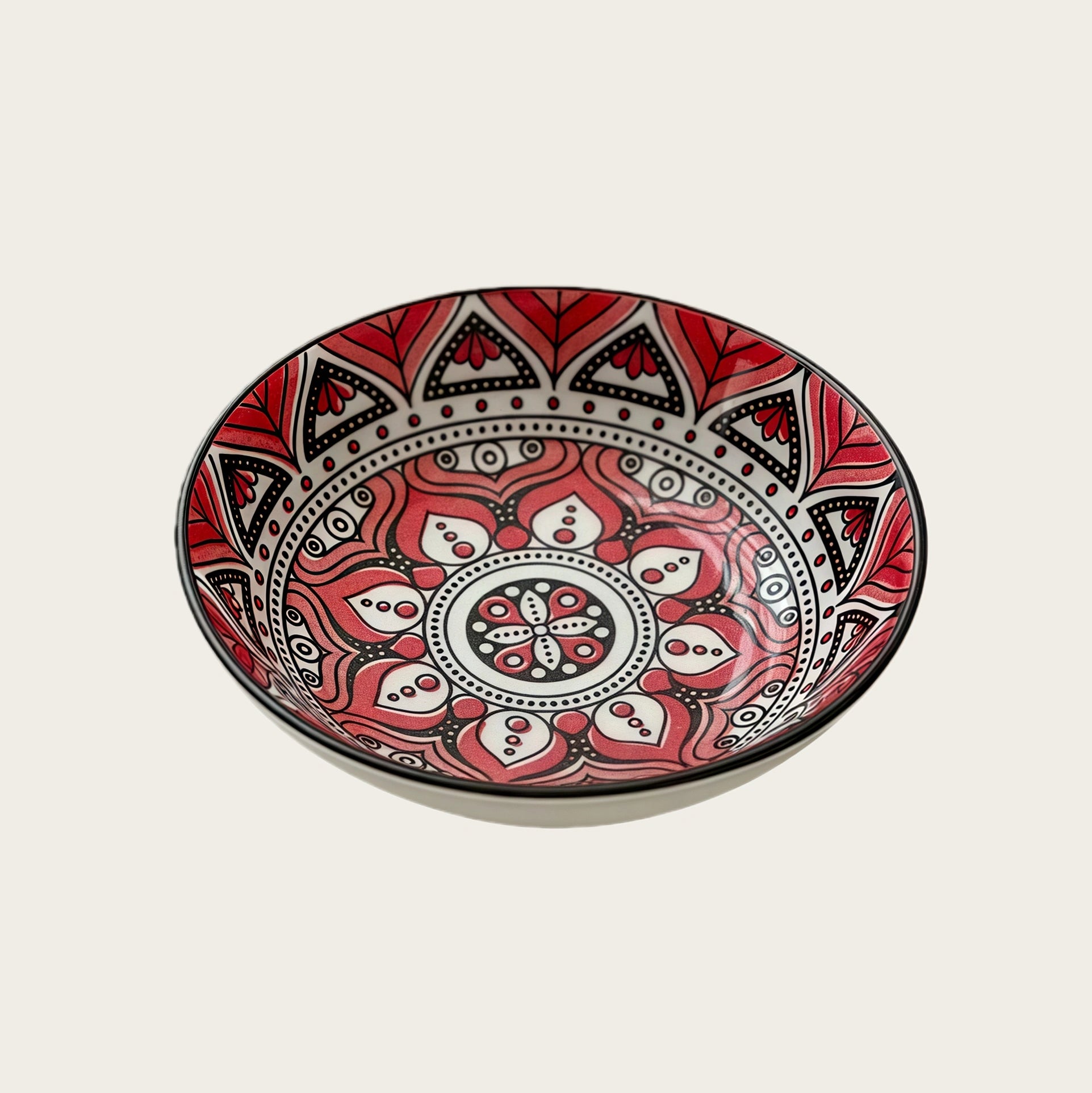Bohemian Hand-Painted Ceramic Sauce Dish | Vintage Ethnic Dipping Bowl