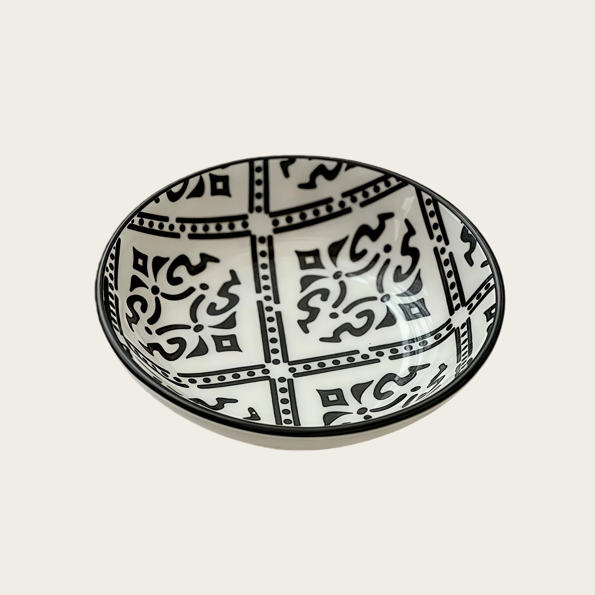 Bohemian Hand-Painted Ceramic Sauce Dish | Vintage Ethnic Dipping Bowl
