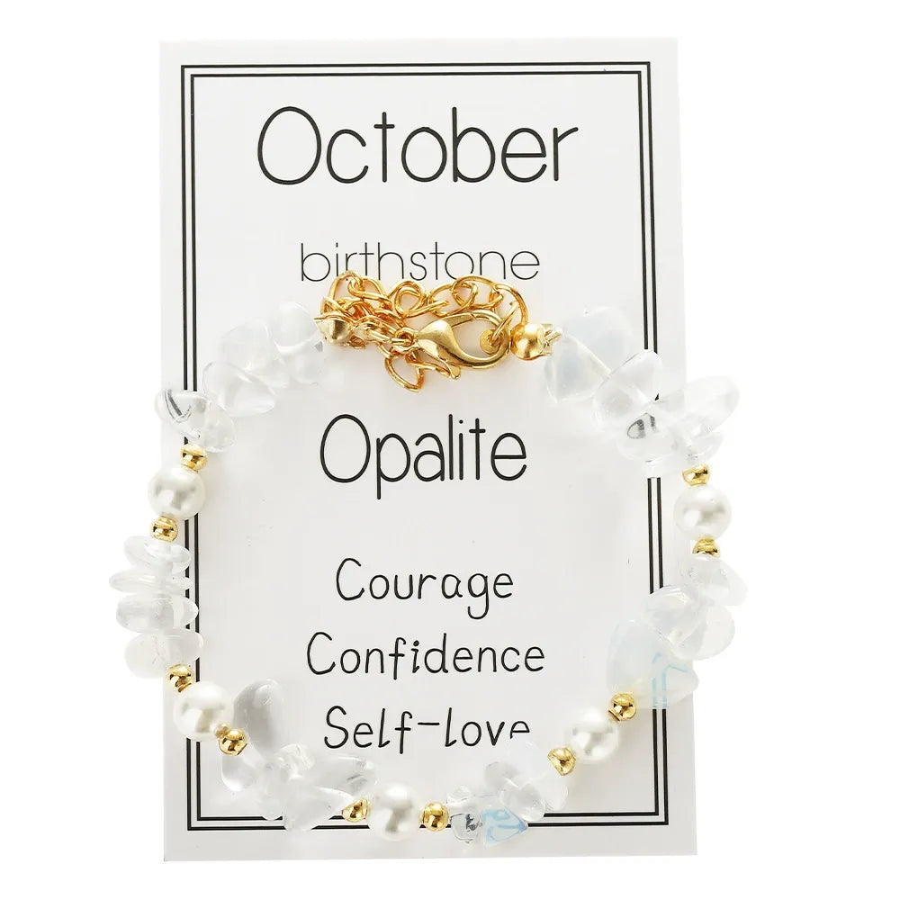 Personalized Birthstone Crystal Bracelet: Monthly Zodiac Gift, Gold Tone Chain