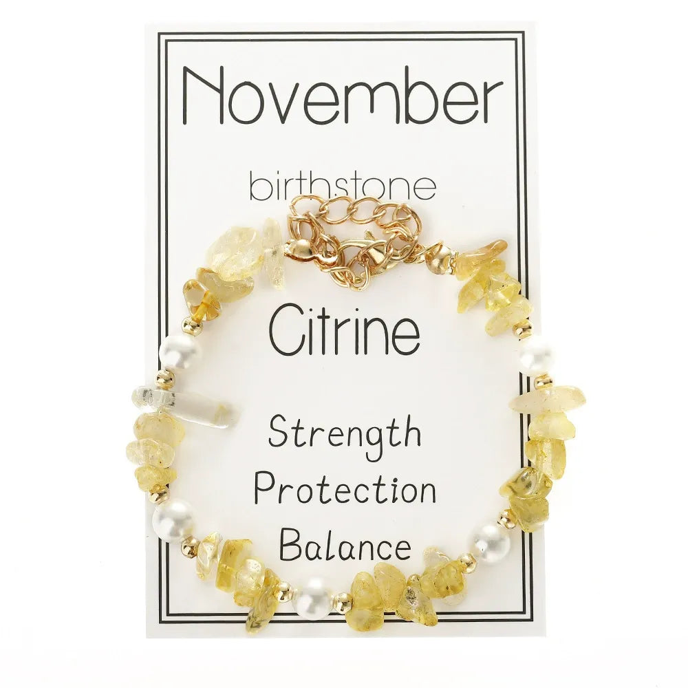 Personalized Birthstone Crystal Bracelet: Monthly Zodiac Gift, Gold Tone Chain